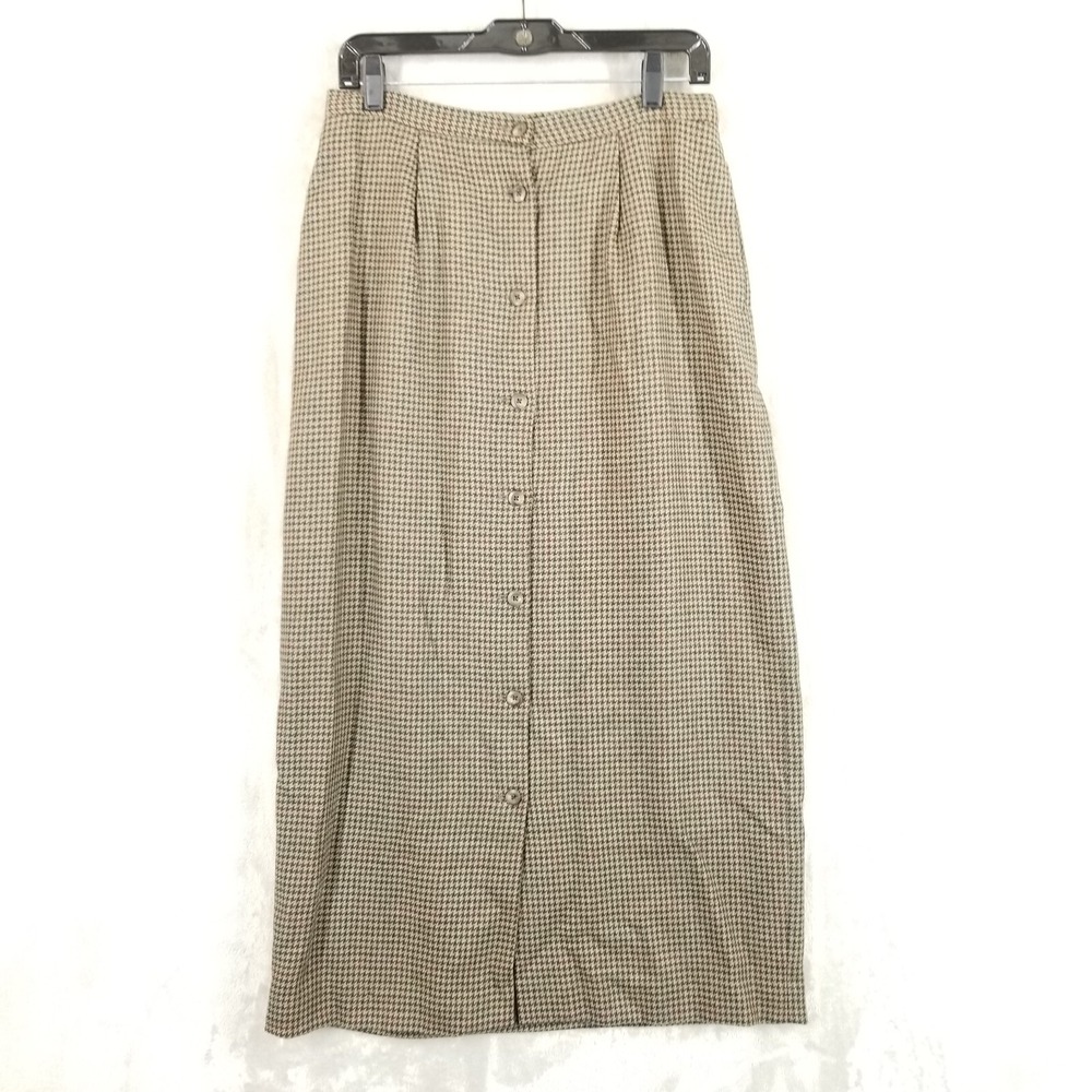 Country‎ Shop Skirt Women 12 Houndstooth Button Front Straight Pockets Academia